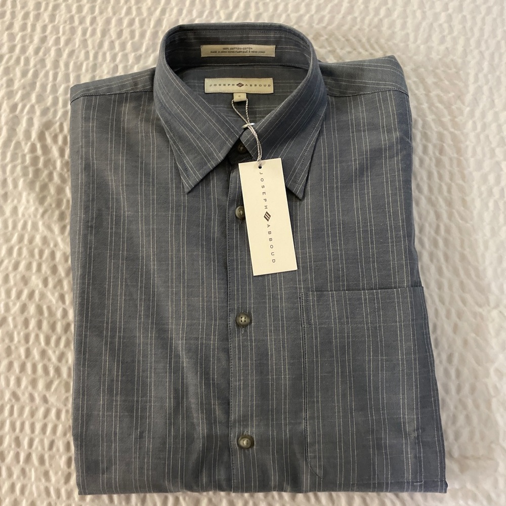 JOSEPH ABBOUD Vintage Woven Stripe Sport Shirt in Blue Size S NWT Dead Stock